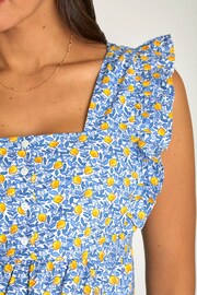 JoJo Maman Bébé Blue Lemon Print Frill Sleeve Maternity Top - Image 5 of 5