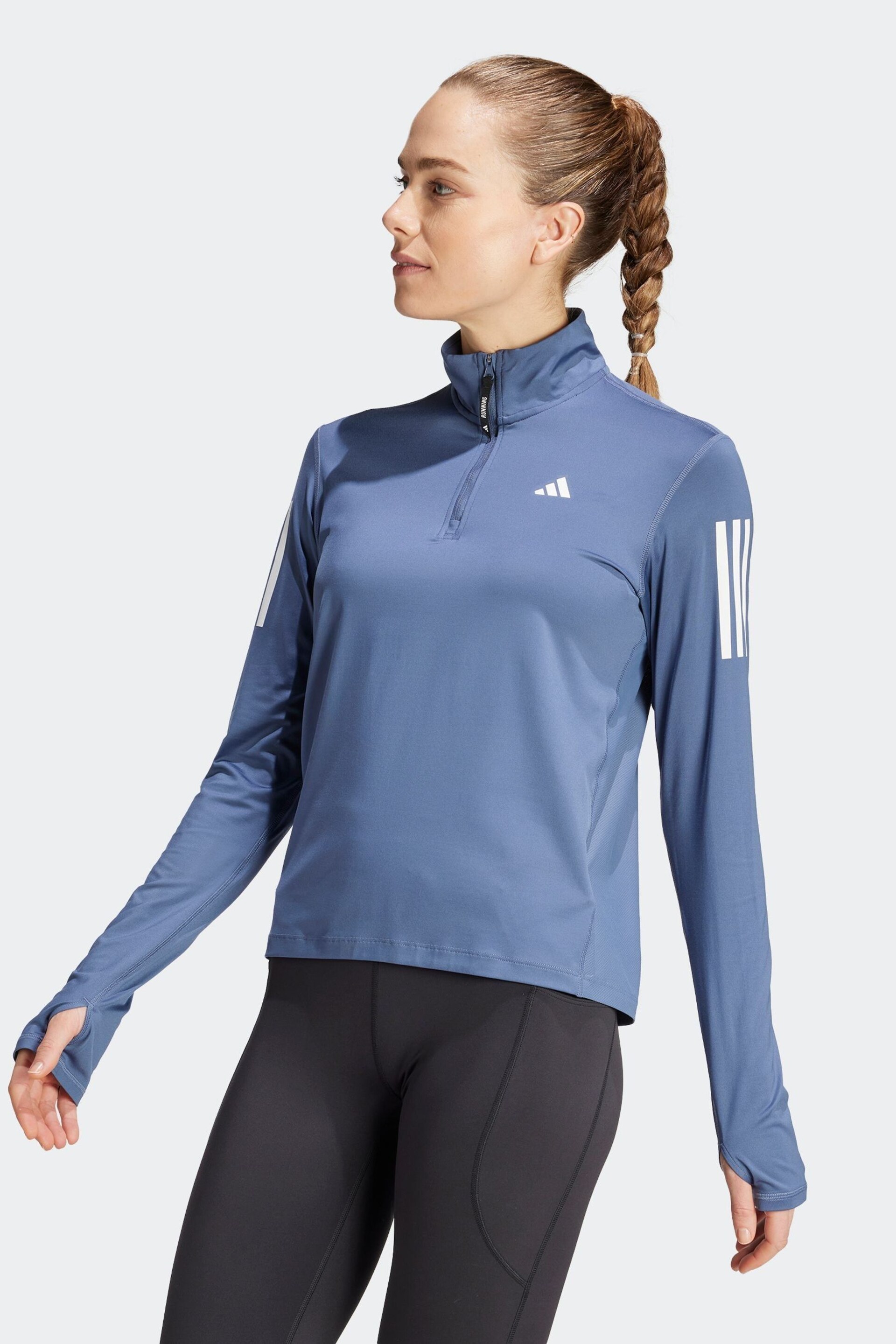 adidas Blue Own The Run Half-Zip Sweatshirt - Image 1 of 8