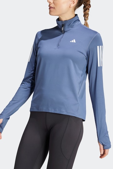 adidas Blue Own The Run Half-Zip Sweatshirt