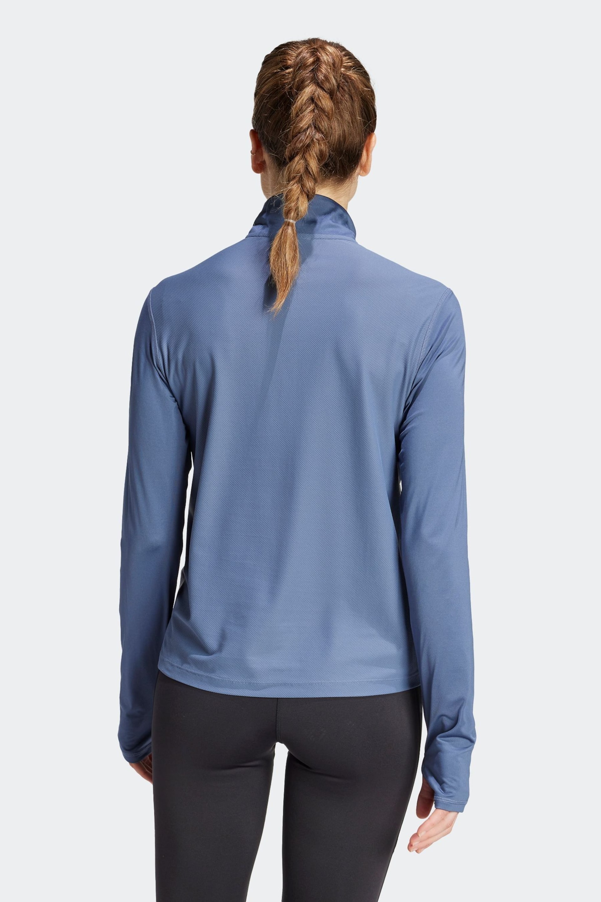 adidas Blue Own The Run Half-Zip Sweatshirt - Image 3 of 8