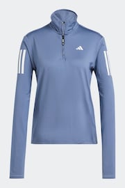 adidas Blue Own The Run Half-Zip Sweatshirt - Image 7 of 8