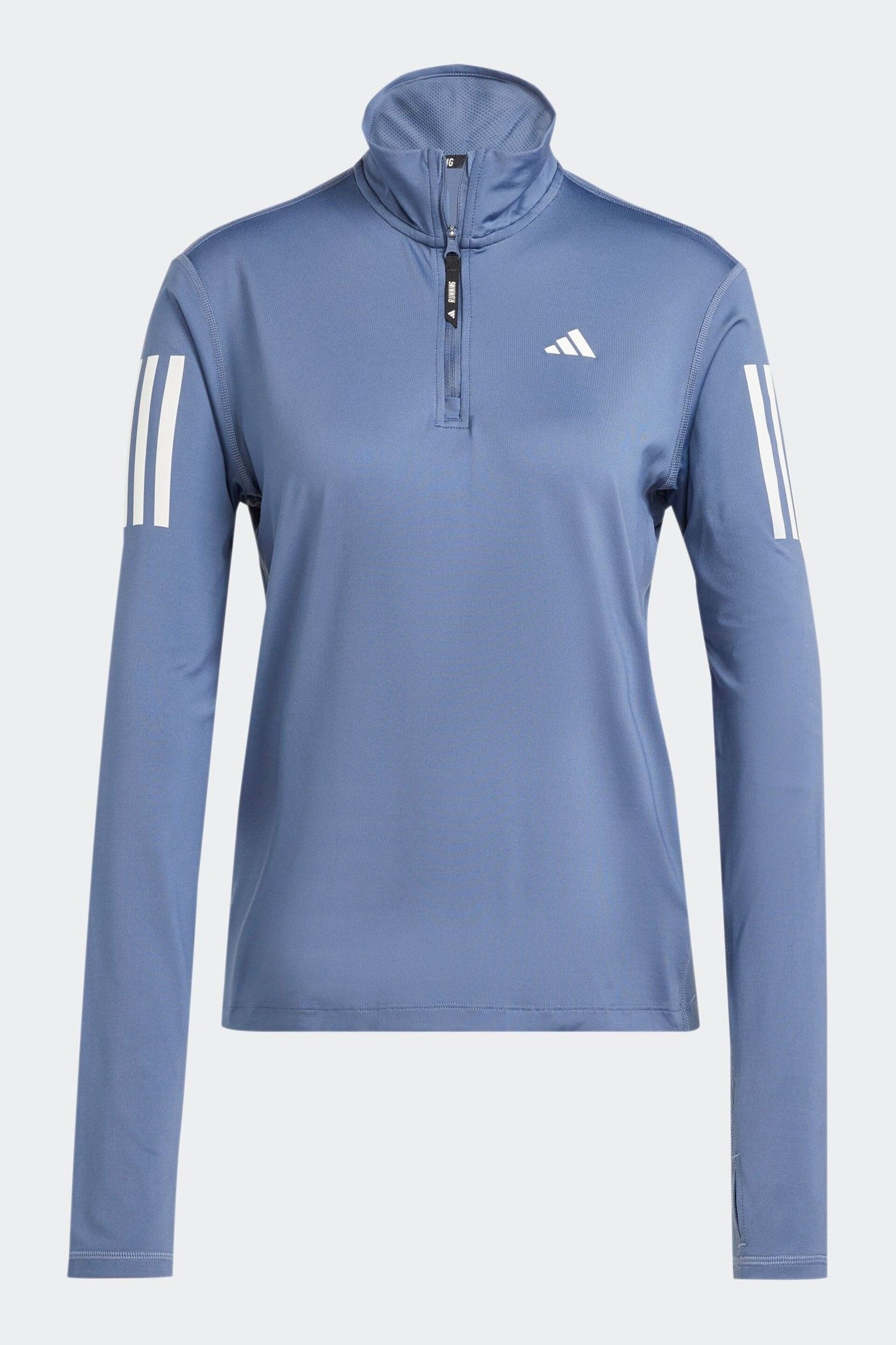 adidas Blue Own The Run Half-Zip Sweatshirt - Image 7 of 8