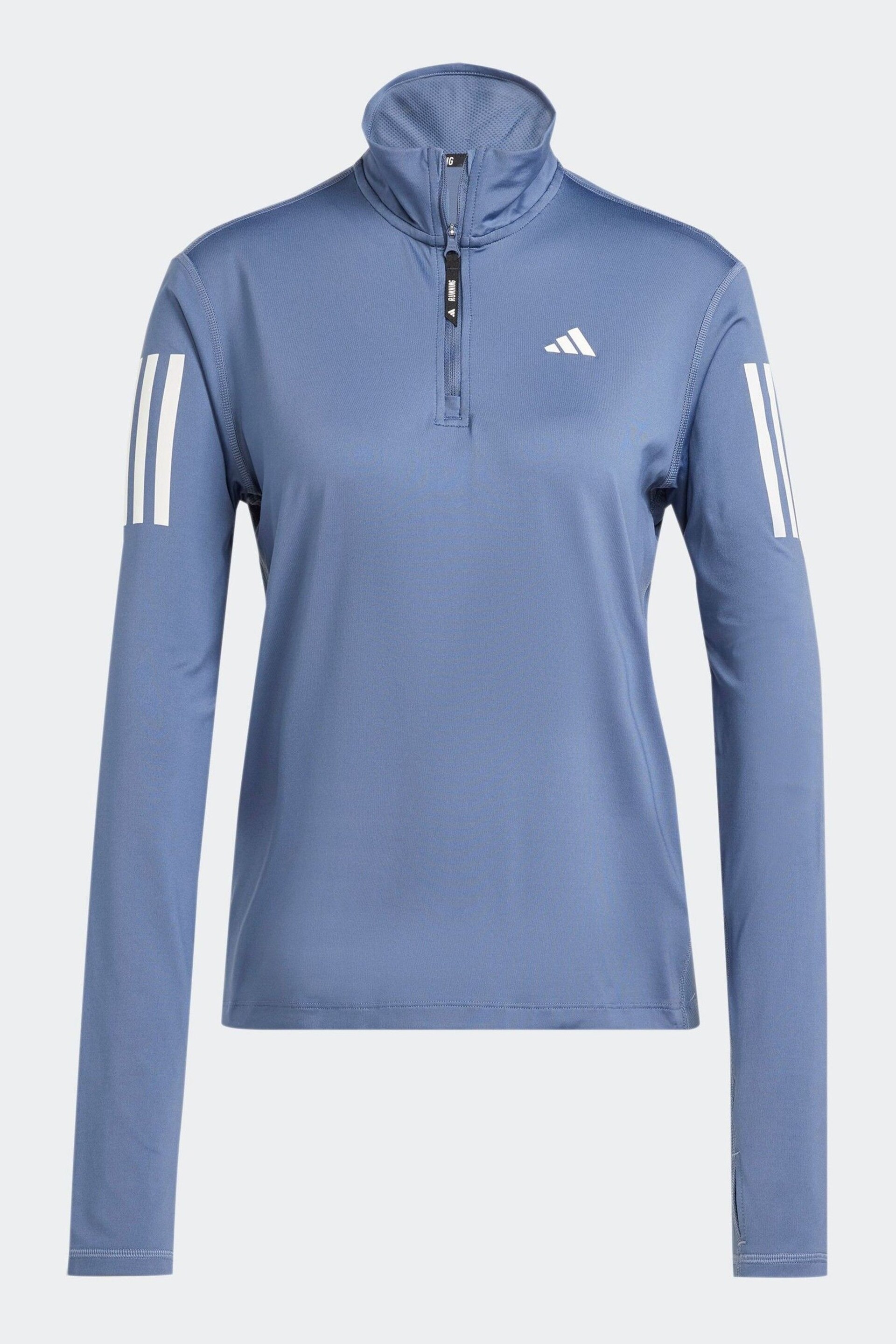 adidas Blue Own The Run Half-Zip Sweatshirt - Image 8 of 8