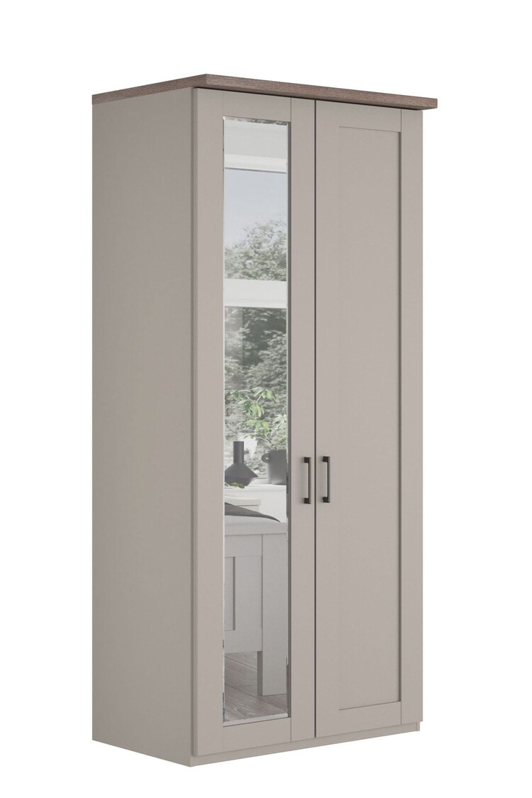 Wiemann Pebble Grey Truro Wood and Mirror Semi Fitted Wardrobe - Image 2 of 3