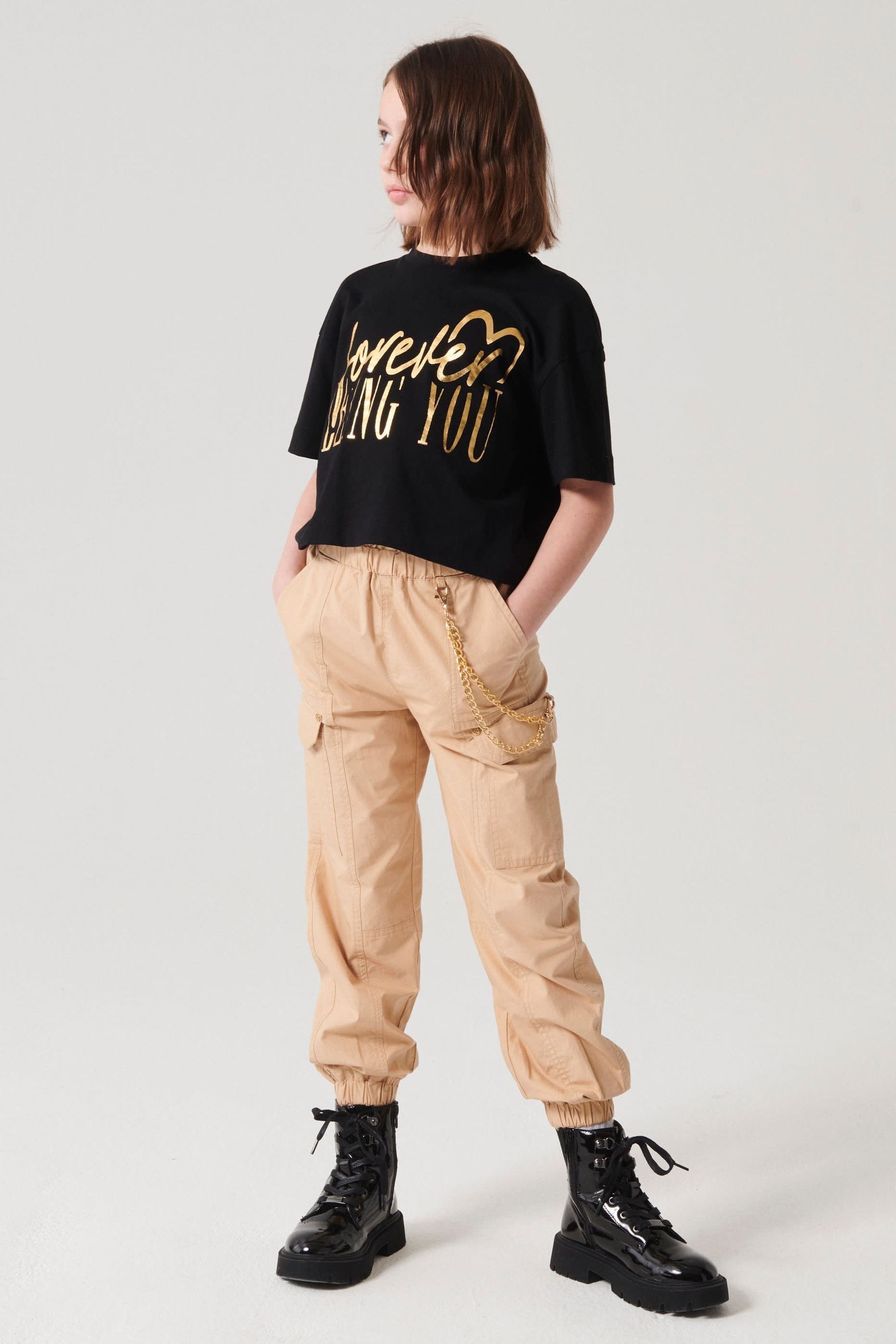 Buy River Island Brown Girls Trim Detail Cargo Trousers from Next Oman