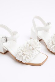 River Island White Girls Flower Heel Sandals - Image 4 of 5