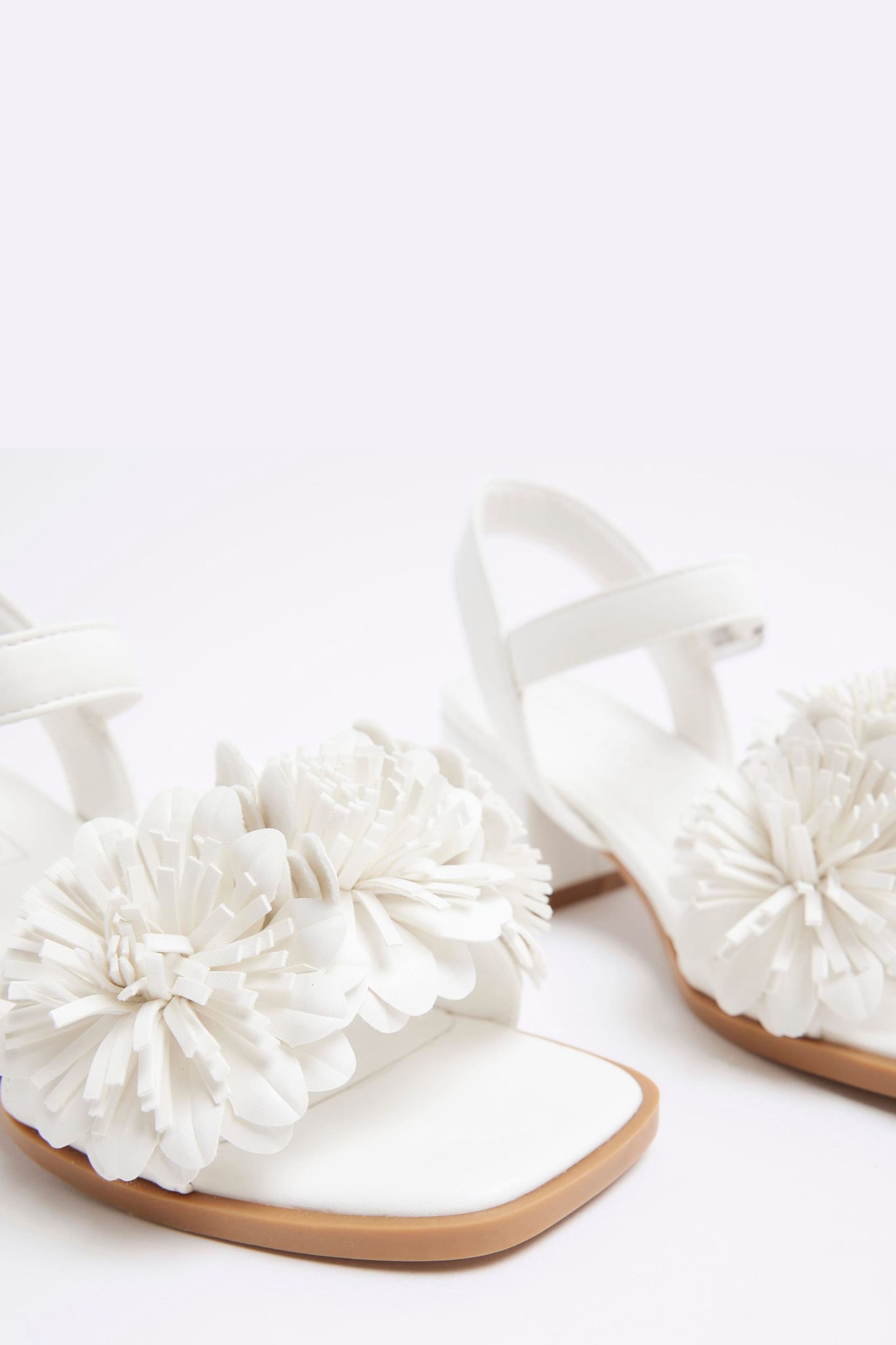 River Island White Girls Flower Heel Sandals - Image 5 of 5