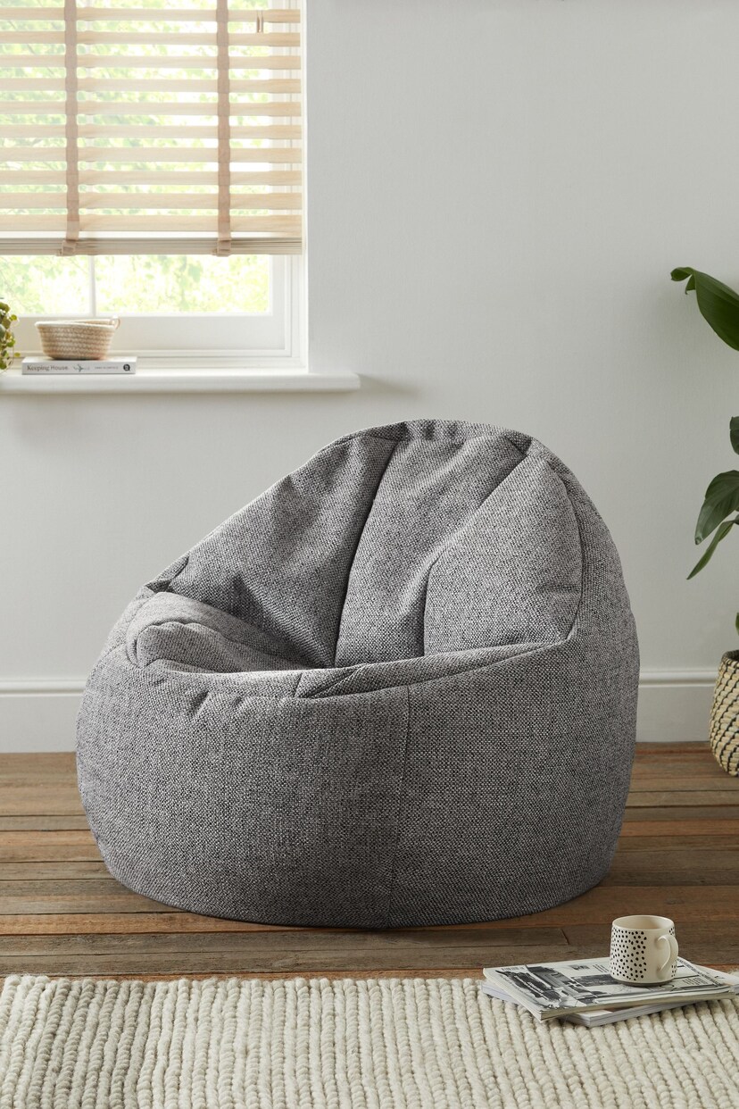 Charcoal Grey Chunky Weave Bean Bag Chair - Image 1 of 3