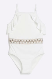 River Island White Girls Ombre Glitter Swimsuit - Image 2 of 3