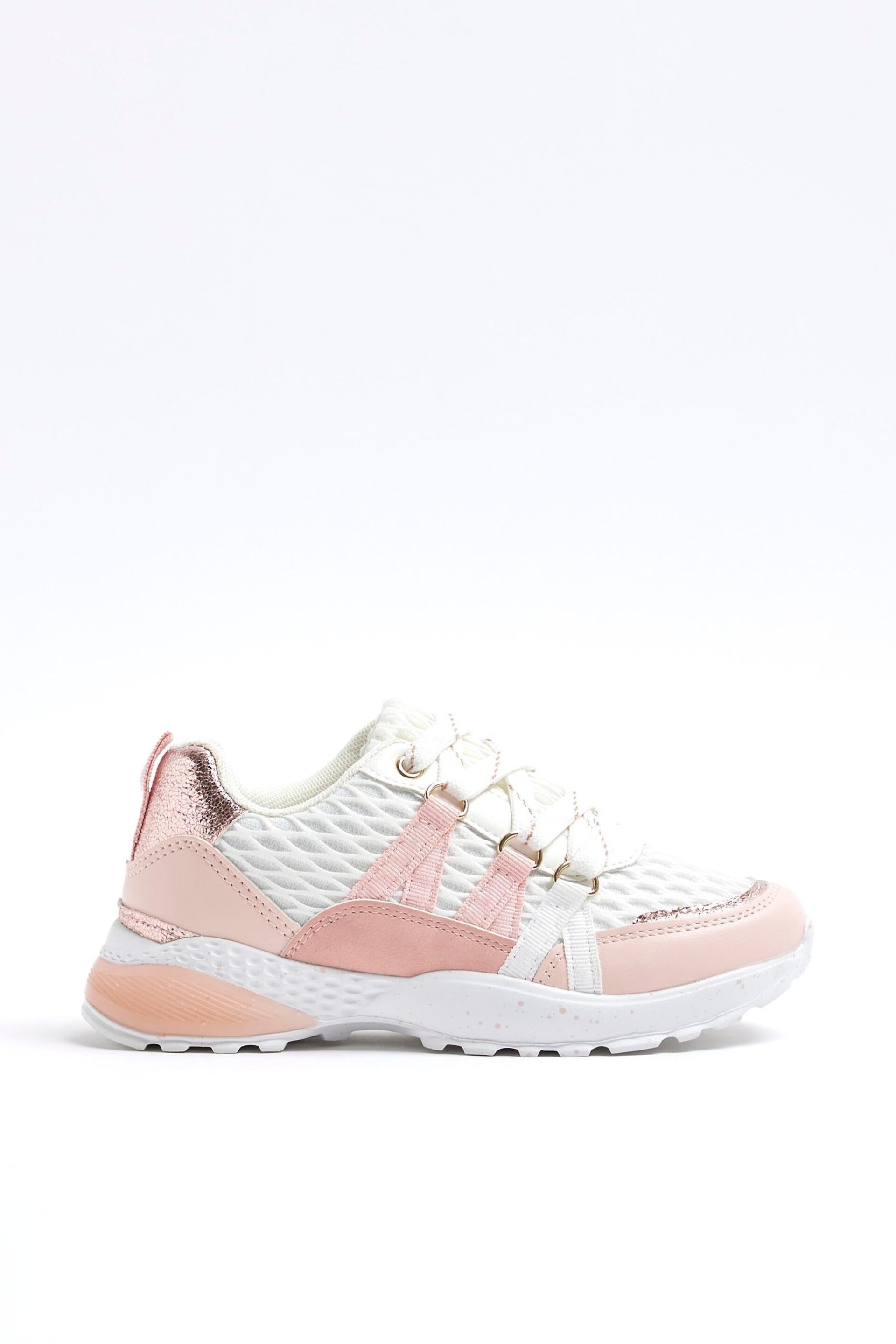 River Island Pink Girls Speckled Sole Trainers - Image 1 of 4