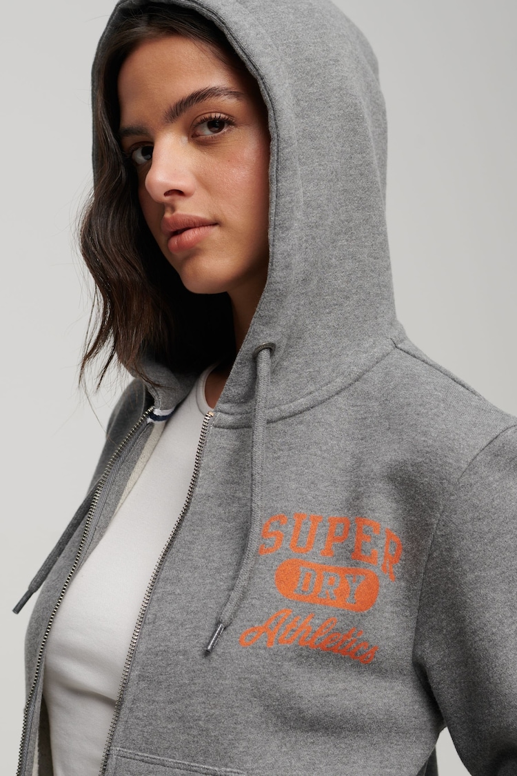 Superdry Grey Athletic Essential Crop Zip Hoodie - Image 3 of 3