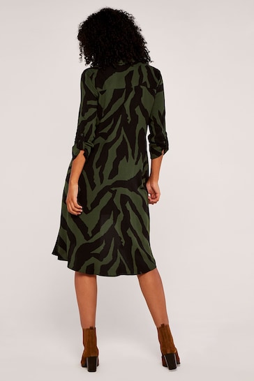 Apricot Khaki Green Zebra Oversized High Low Dress