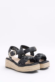 River Island Black Girls Woven Plait Wedge - Image 2 of 4