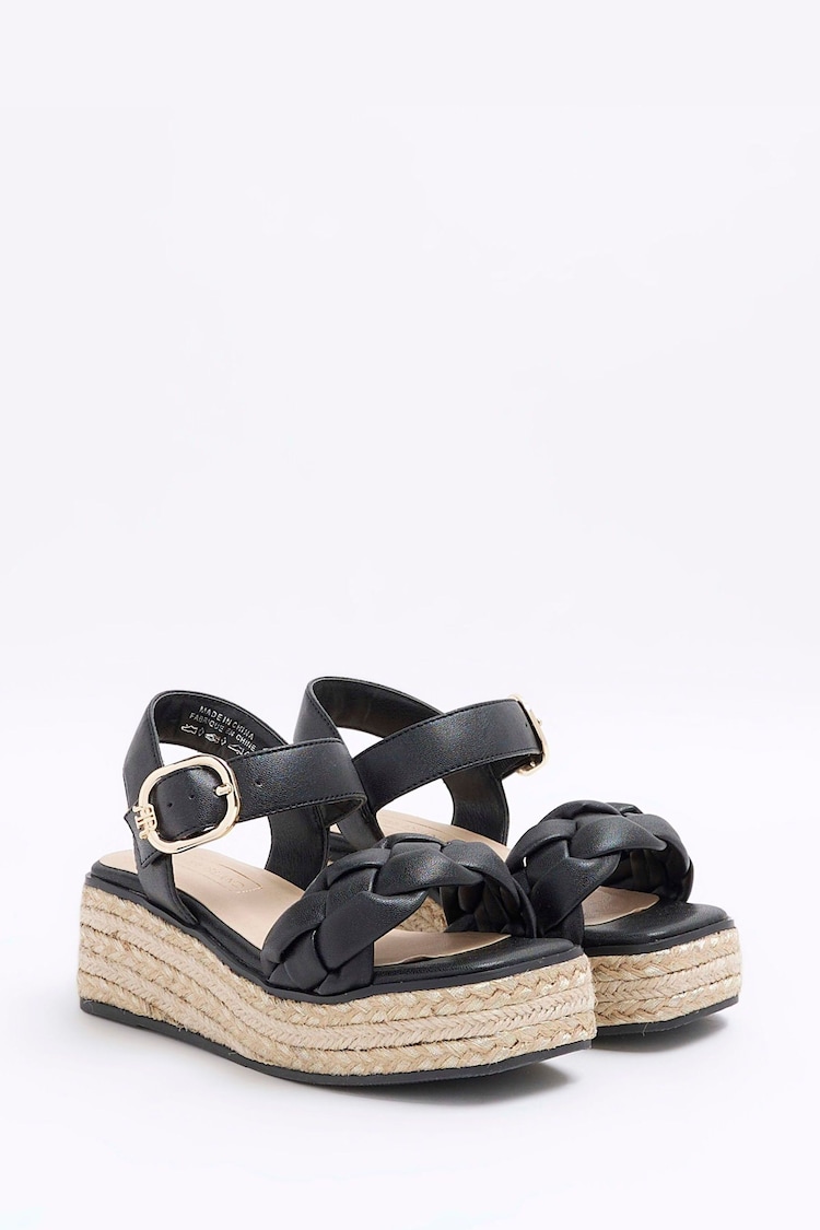 River Island Black Girls  Woven Plait Wedges - Image 2 of 4