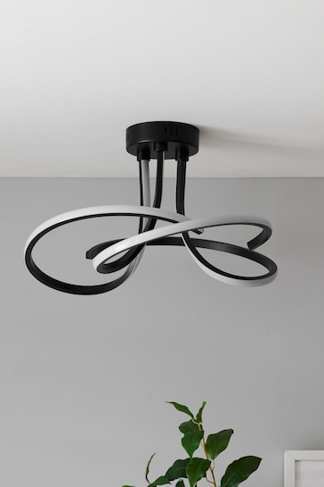 Black Sculptural LED Flush Ceiling Light