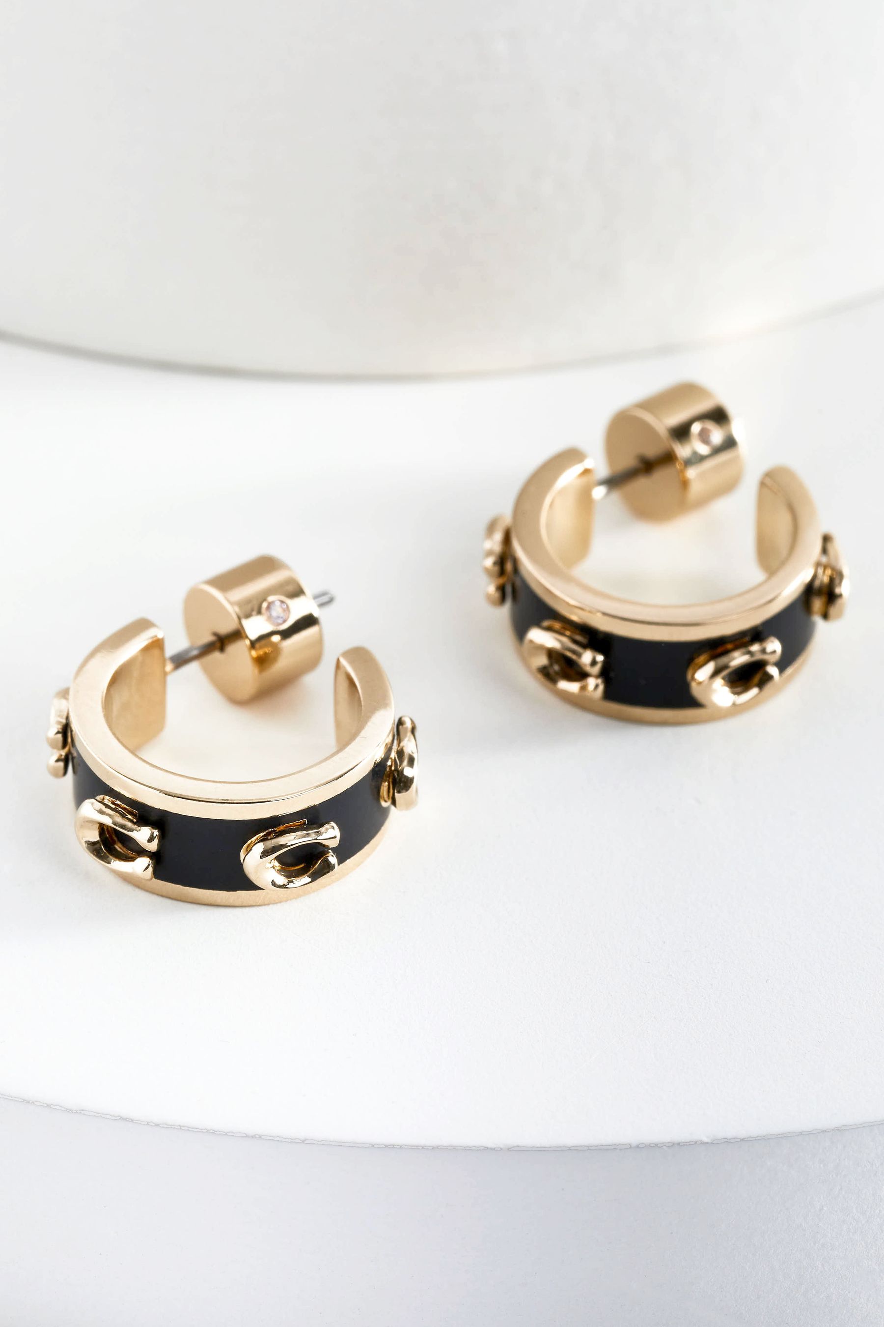 Black enamel hoop earrings online