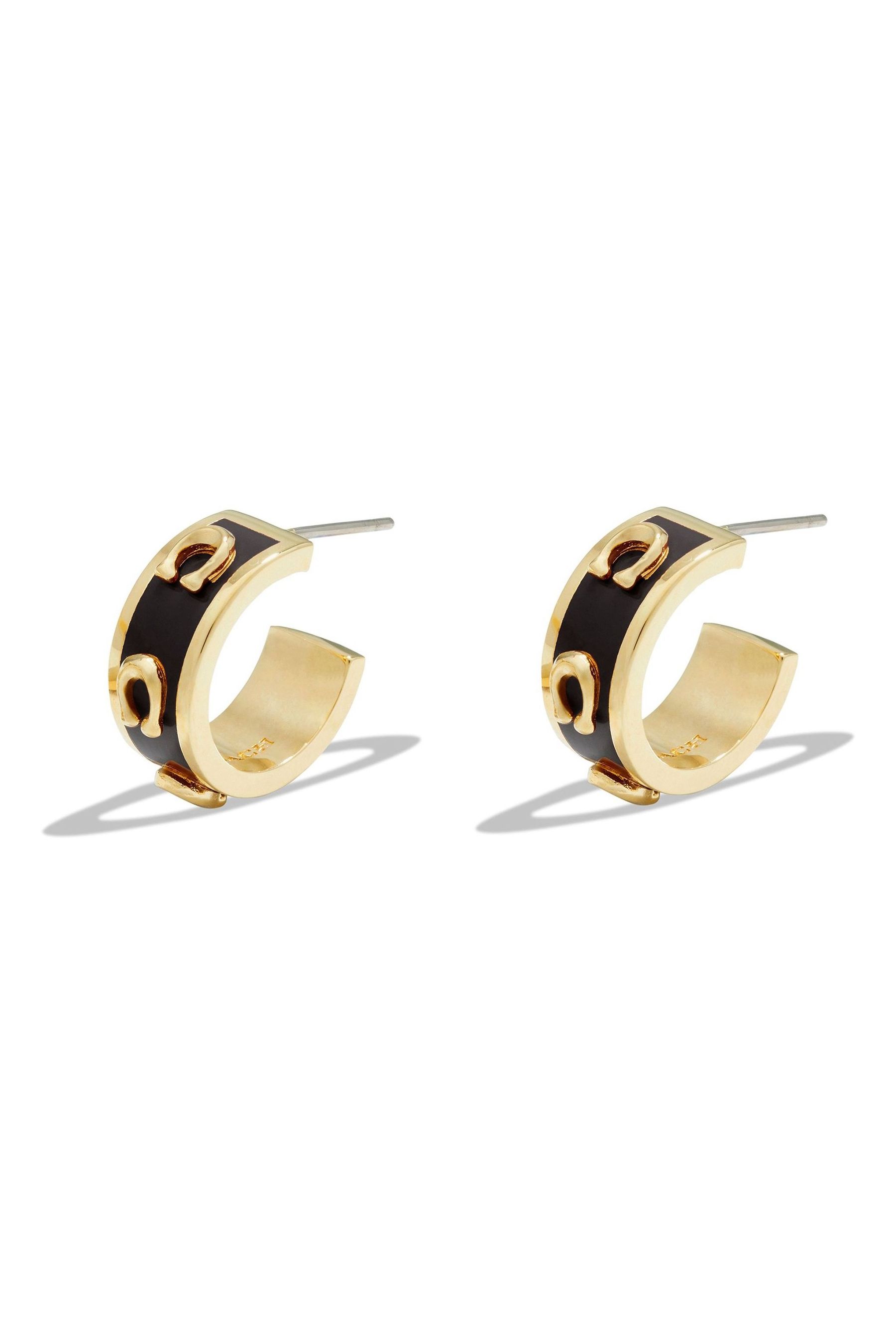 Coach C Gold Tone Huggie Earrings