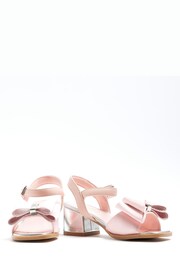 River Island Pink Girls Satin Bow Heeled Sandals - Image 3 of 5