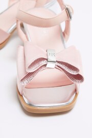 River Island Pink Girls Satin Bow Heeled Sandals - Image 4 of 5