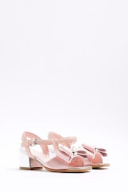 River Island Pink Girls Satin Bow Heeled Sandals - Image 5 of 5