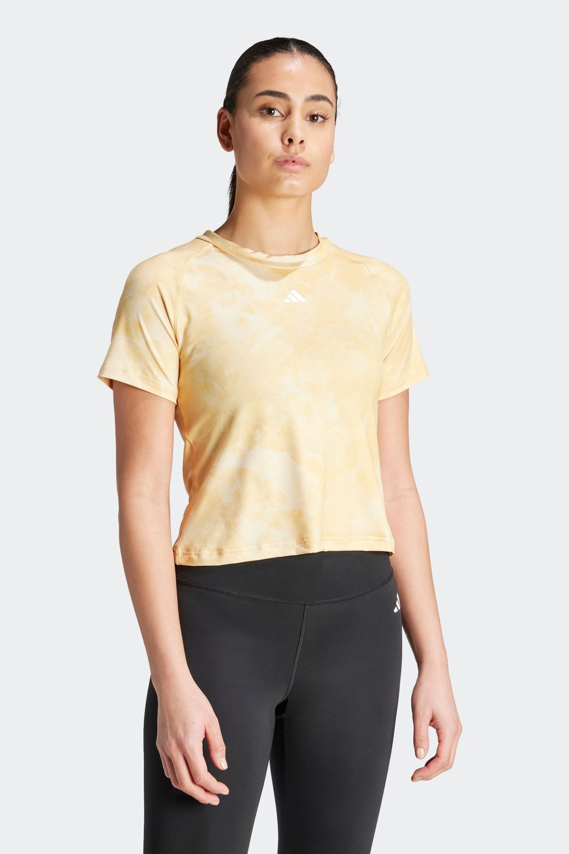 adidas Yellow Train Essentials Tie Dye T-Shirt - Image 1 of 6
