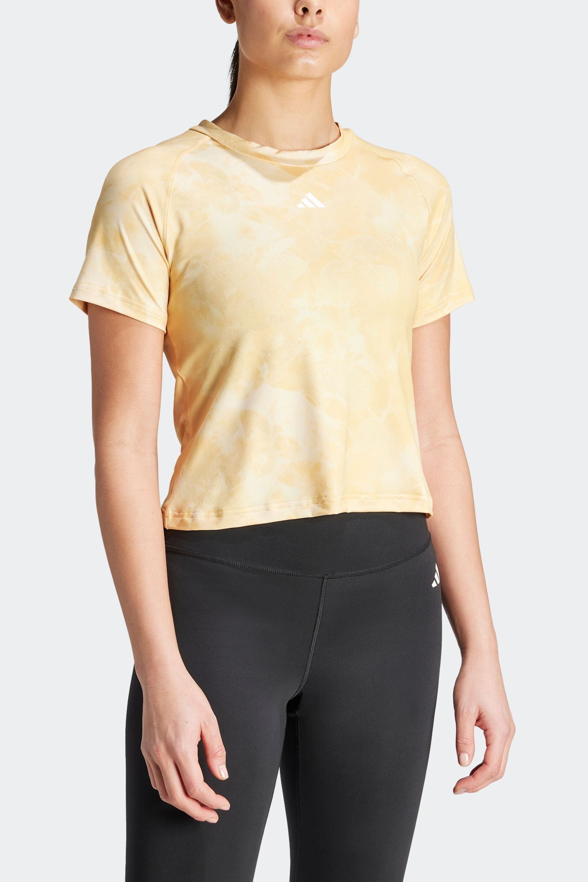 adidas Yellow Train Essentials Tie Dye T-Shirt - Image 3 of 6