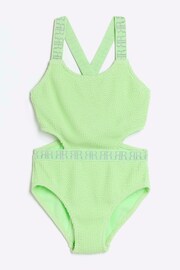 River Island Green Girls Textured Elastic Swimsuit - Image 1 of 3