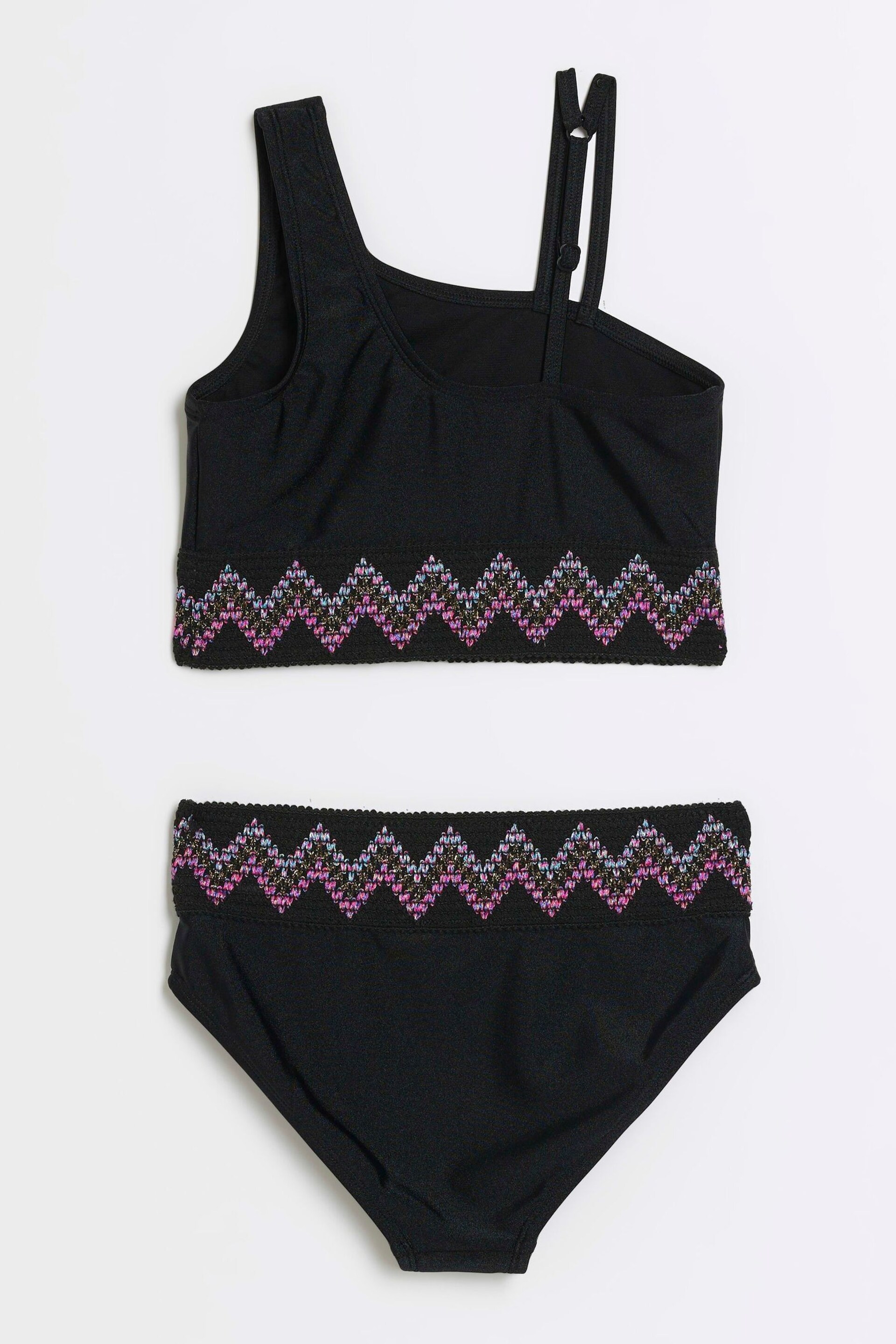 River Island Black Girls Zig Zag Elastic Bikini - Image 2 of 4