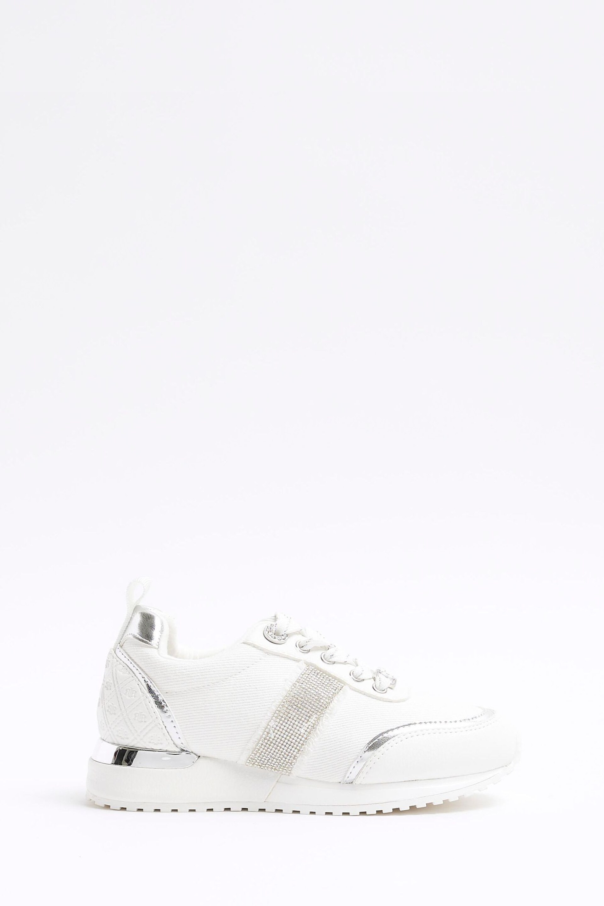 River Island White Girls Diamonte Trainers - Image 1 of 4