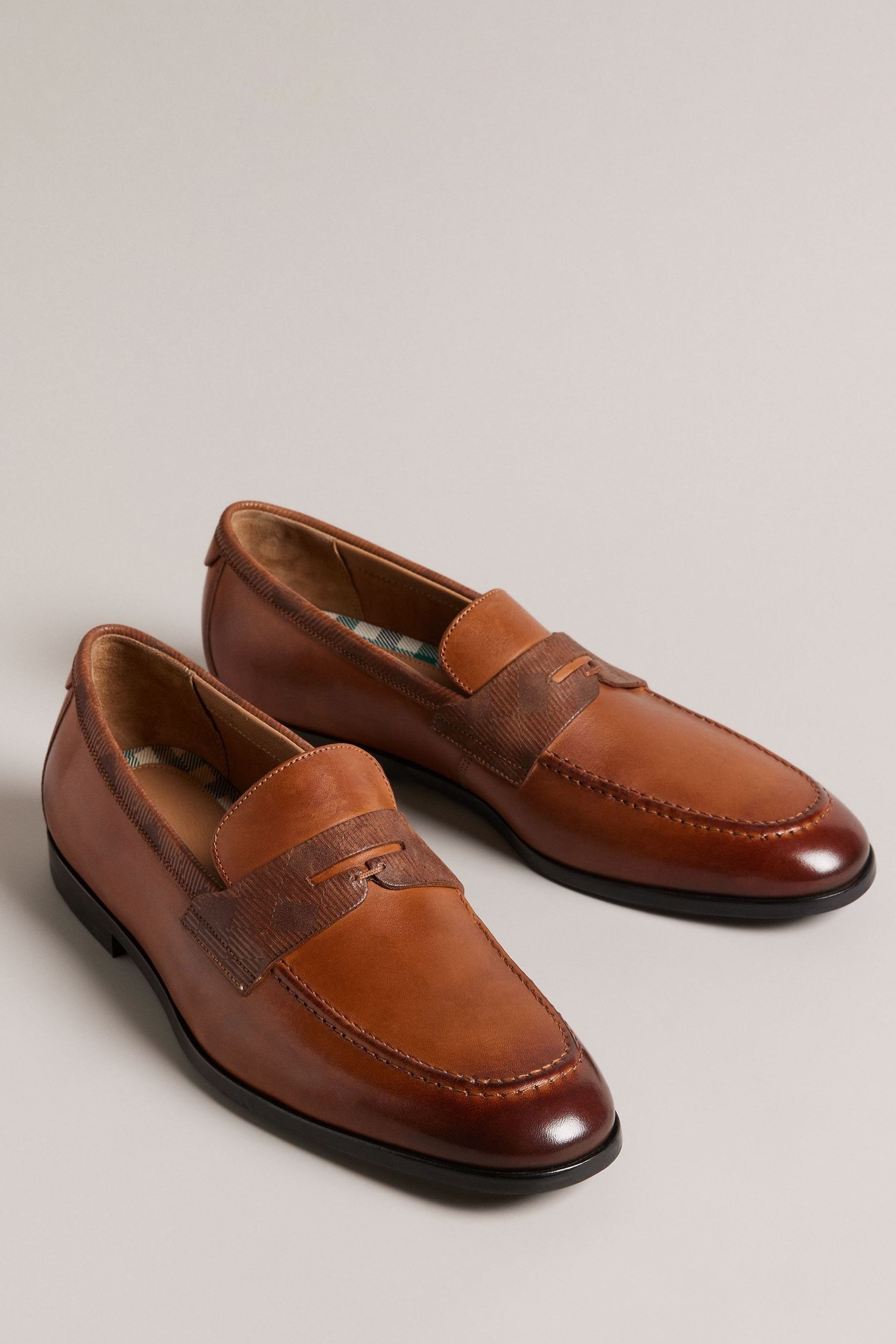 Buy Ted Baker Adlerrc Debossed Leather Saddle Brown Loafers from