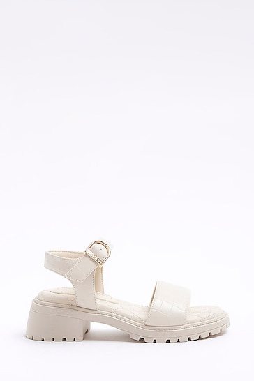 River Island Cream Girls Quilted Chunky Sandals