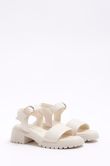 River Island Cream Girls Quilted Chunky Sandals
