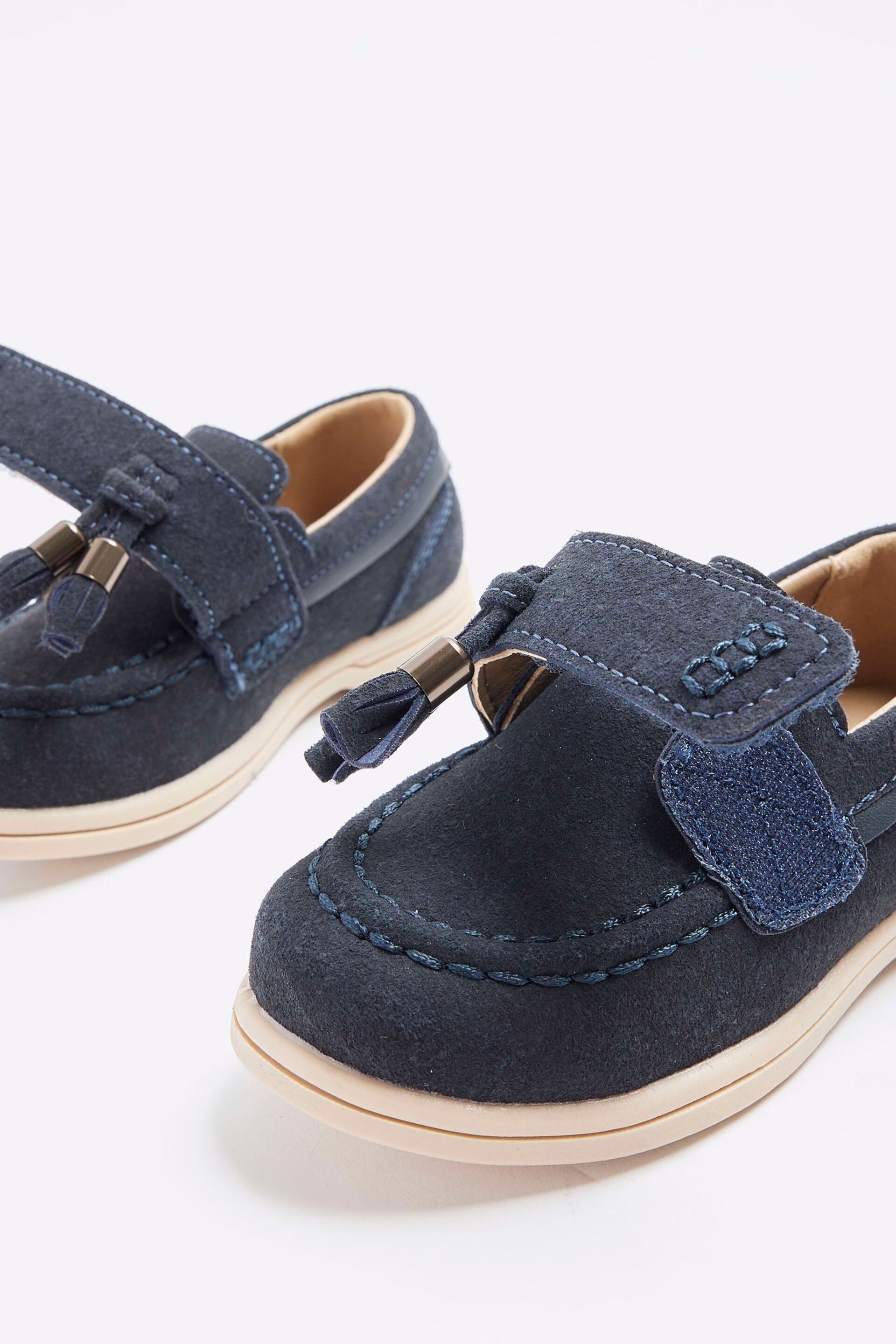 River Island Blue Boys Immy Suedette Tassel Loafers - Image 4 of 4