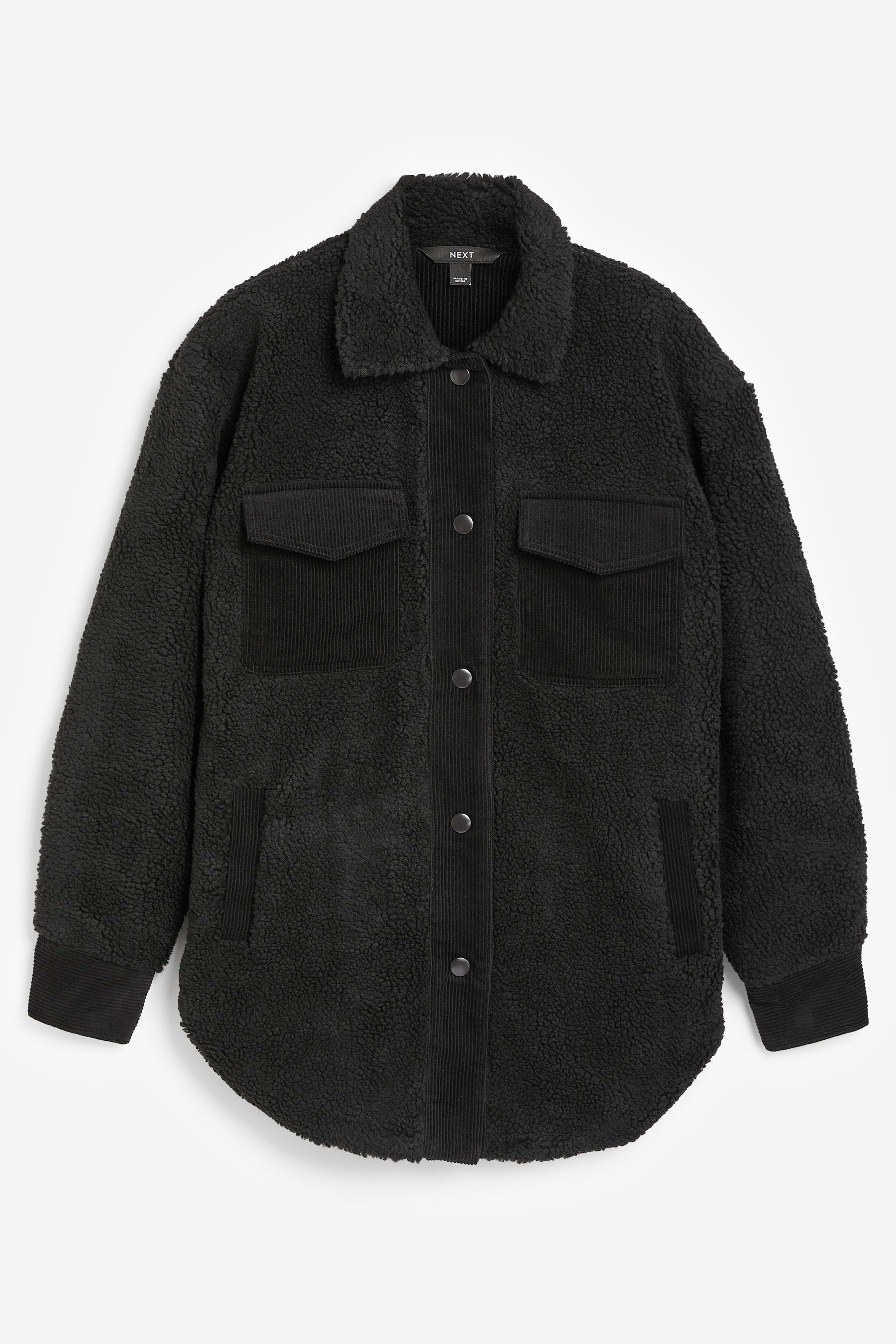 Buy Black Borg Fleece Corduroy Pocket Detail Jacket from Next United Arab Emirates