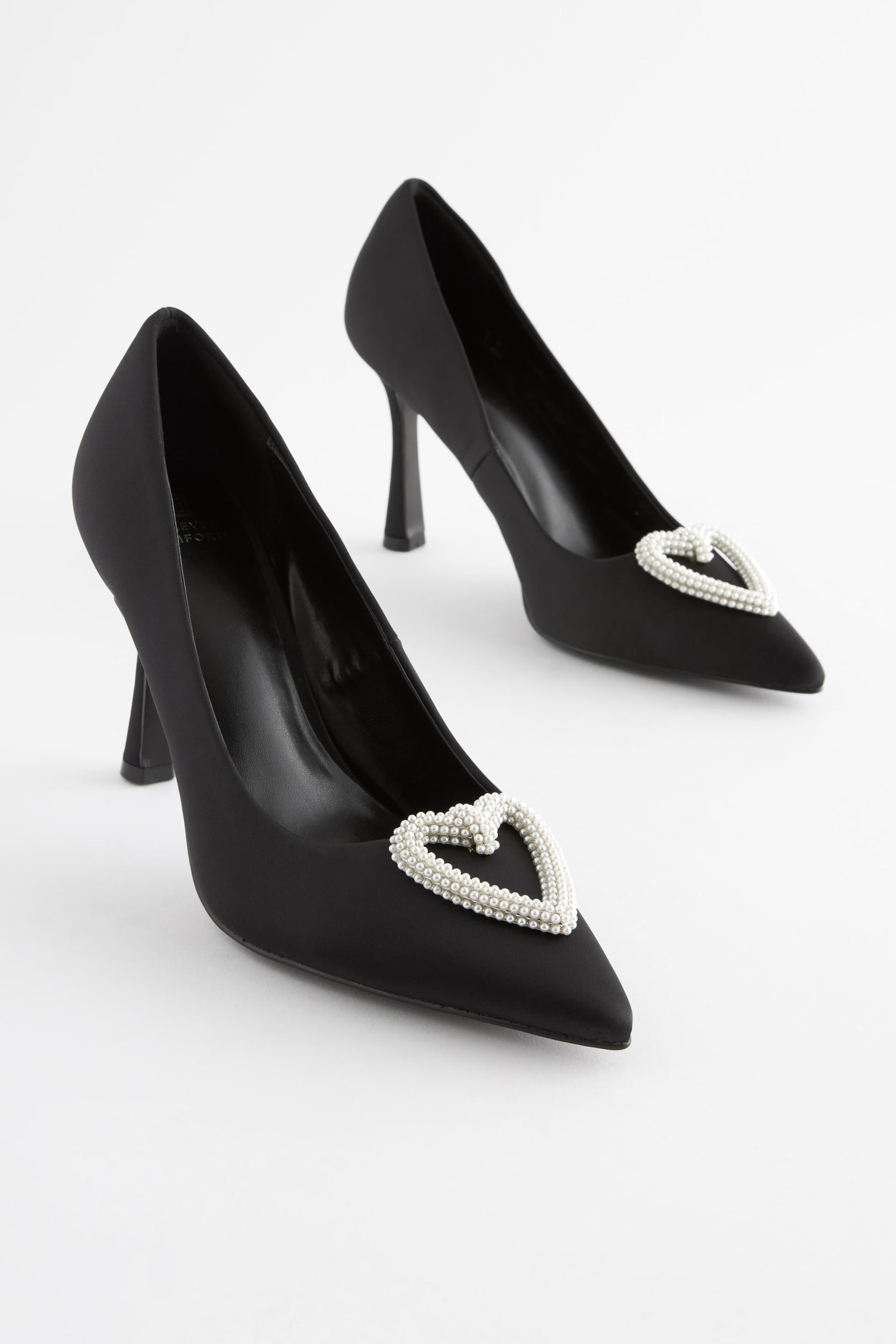 Black Regular/Wide Fit Forever Comfort® Heart Trim Court Shoes - Image 1 of 7
