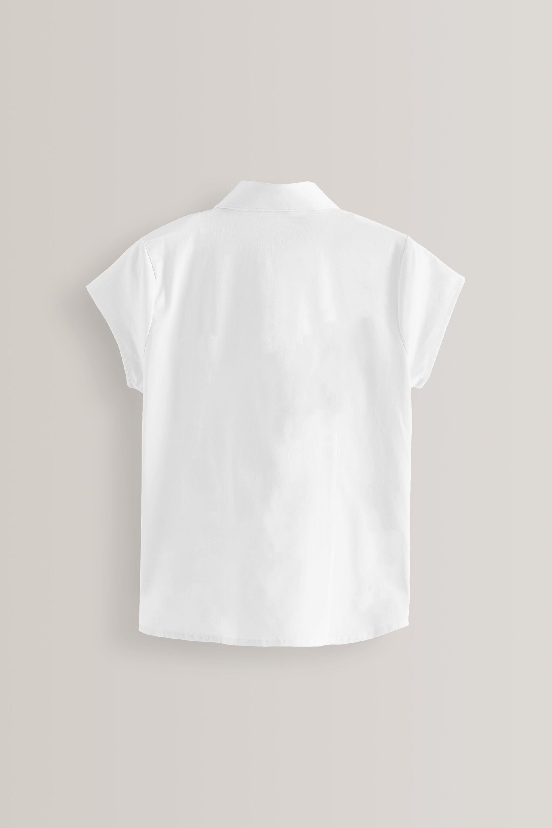 White 2 Pack Fitted Short Sleeve Cotton Rich Stretch Premium School Shirts (3-18yrs) - Image 2 of 6