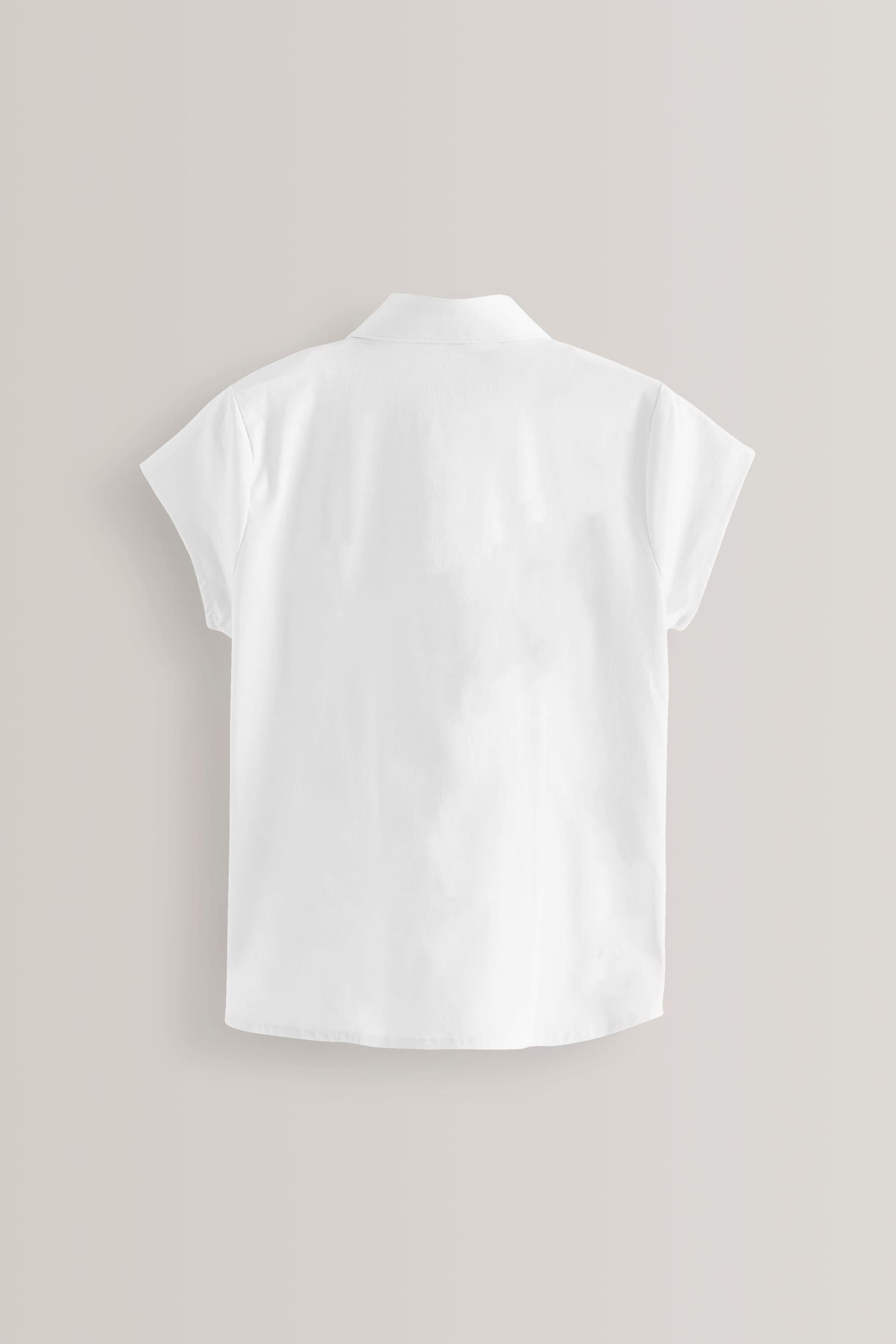 White 2 Pack Fitted Short Sleeve Cotton Rich Stretch Premium School Shirts (3-18yrs) - Image 3 of 6