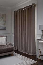 Mink Natural Sumptuous Velvet Eyelet Lined Curtains - Image 2 of 5