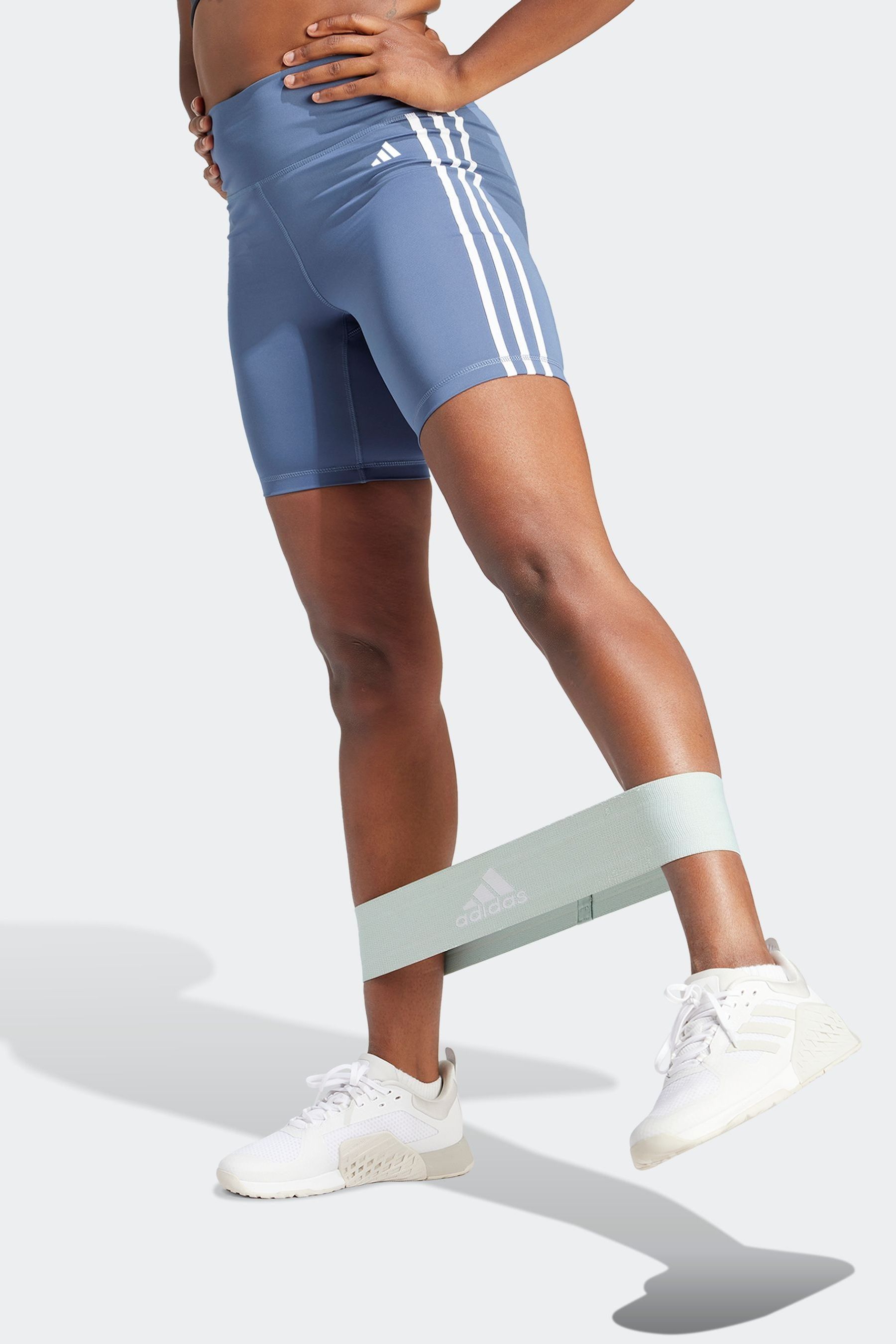 Buy adidas Blue Training Essentials 3 Stripes High Waisted Short Leggings from Next Luxembourg