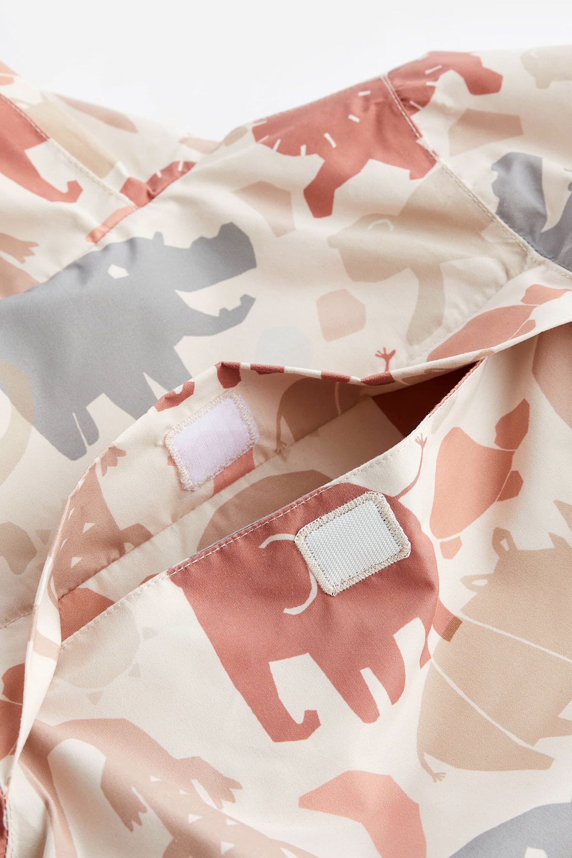 Neutral/Grey Safari Print Baby Packable All-In-One Pramsuit (0mths-2yrs) - Image 8 of 9