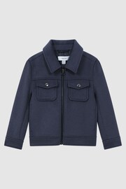 Reiss Airforce Blue Peridoe Senior Wool Trucker Jacket - Image 2 of 5