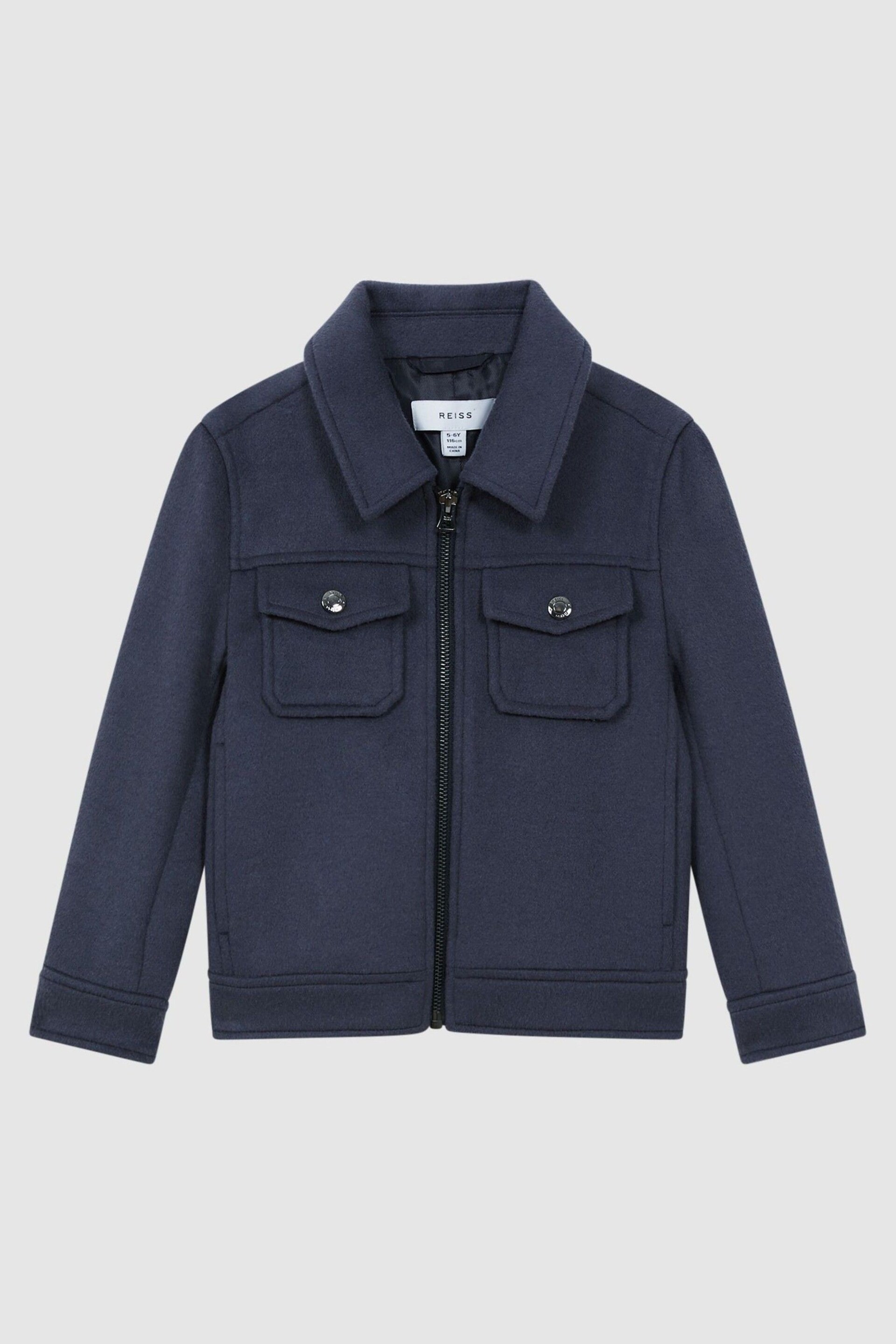 Reiss Airforce Blue Peridoe Senior Wool Trucker Jacket - Image 2 of 5