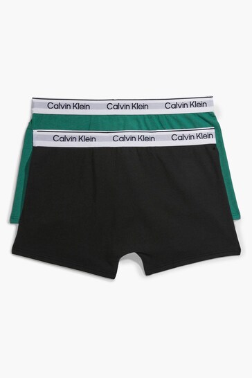 Calvin Klein Boys Black Modern Cotton 2-Pack Trunks