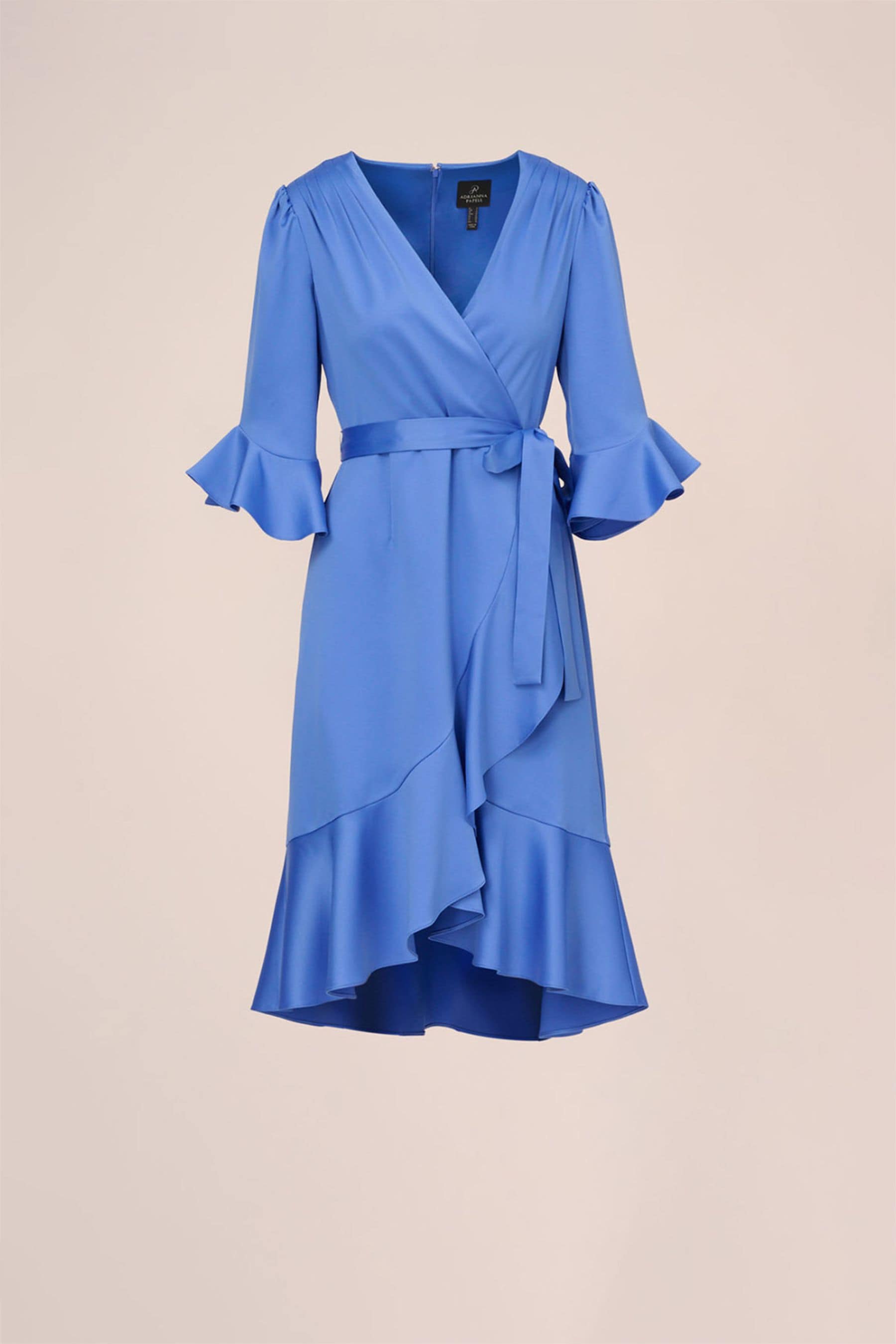 Buy Adrianna Papell Blue Satin Faux Wrap Dress from Next Luxembourg