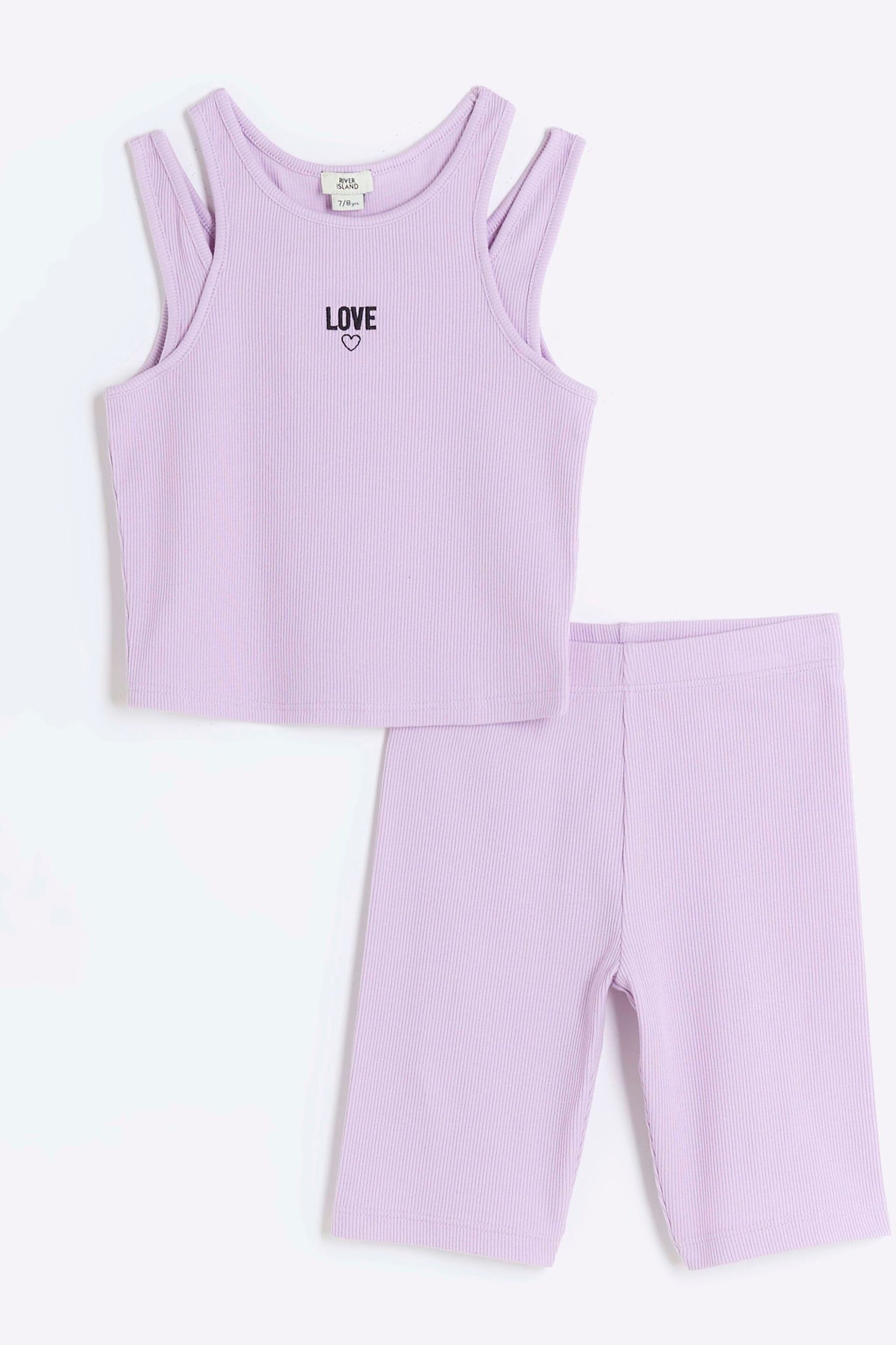 River Island Purple Girls Double Strap Tank Set - Image 2 of 2