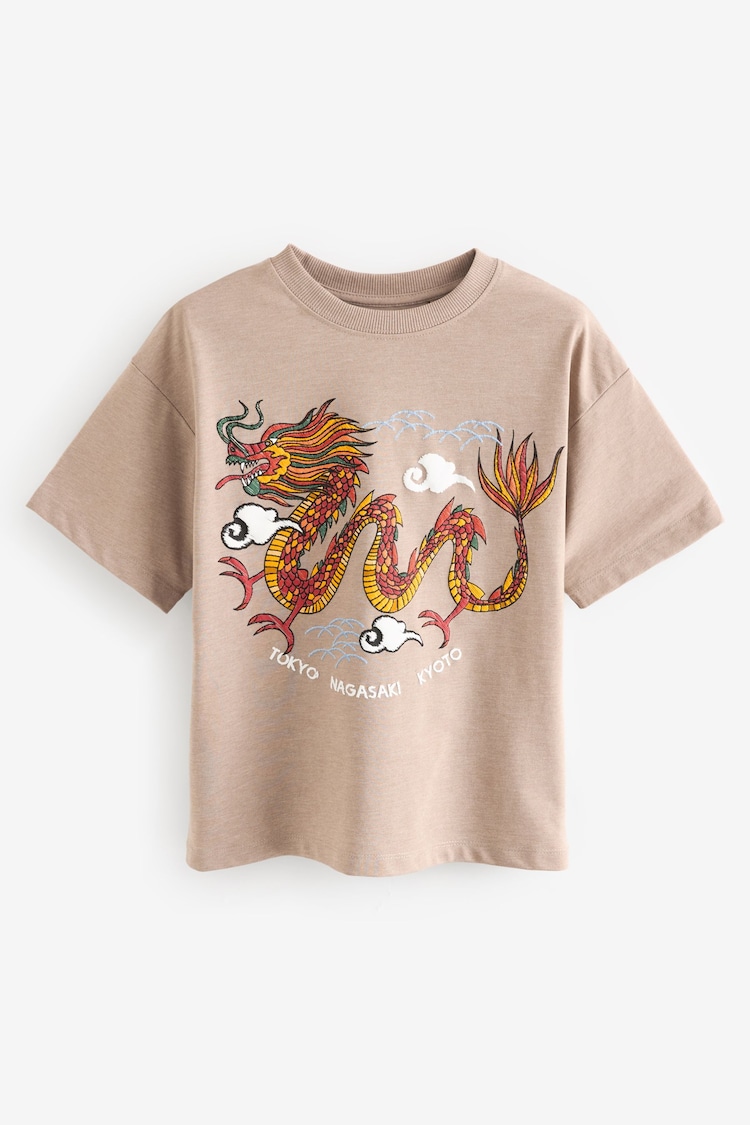 Stone Dragon Relaxed Fit Short Sleeve 100% Cotton Graphic T-Shirt (3-16yrs) - Image 1 of 3