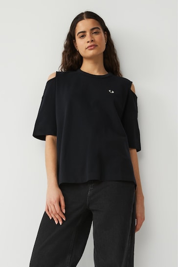Fred Perry Womens Black Cut Out T-Shirt