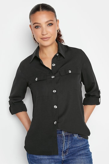 Long Tall Sally Black Long Sleeve Utility Shirt