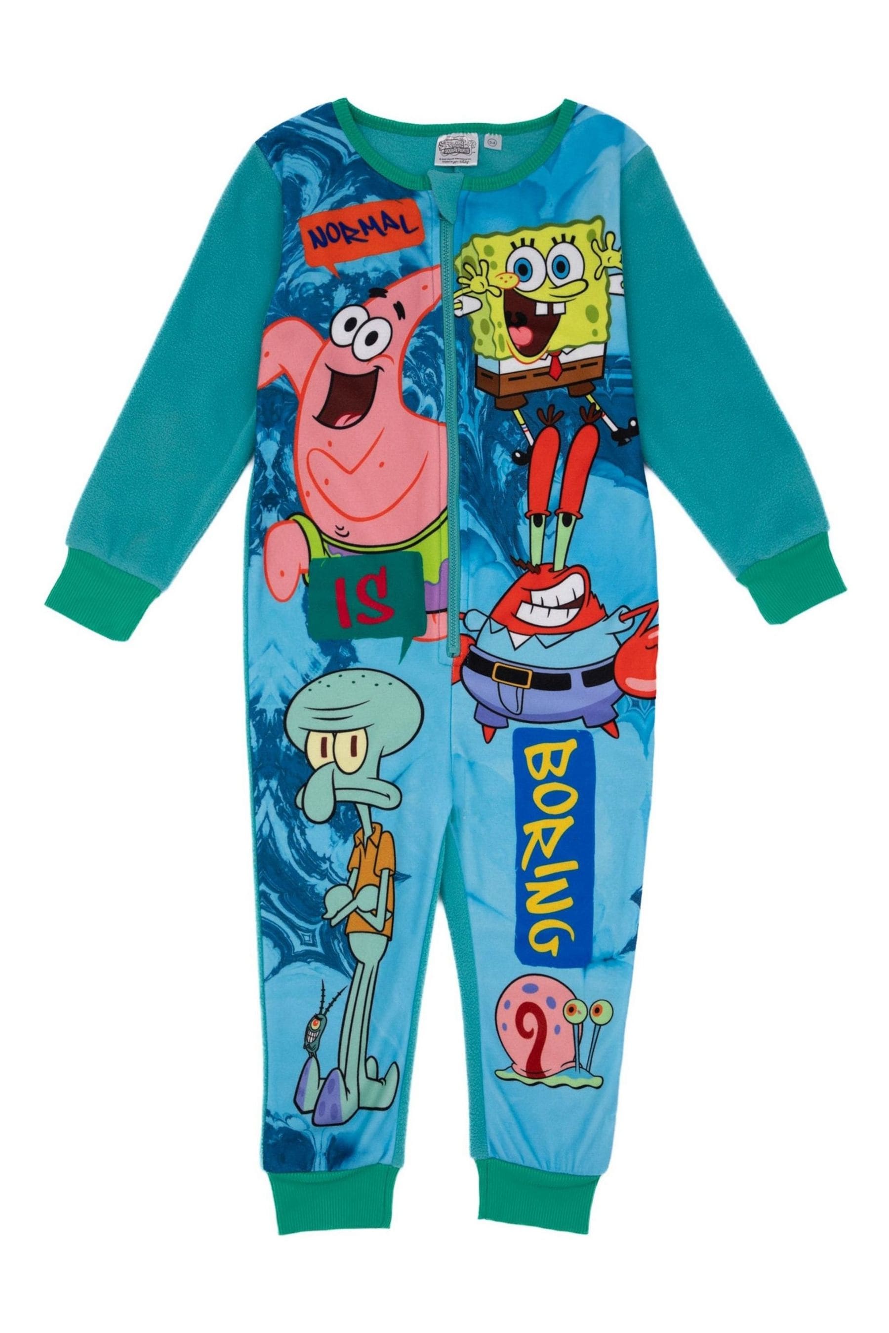 Vanilla Underground Blue Spongebob Fleece Kids All In One