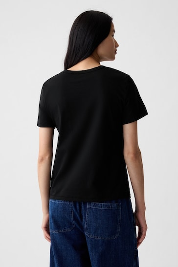 Gap Black Cotton Vintage Crew Neck Short Sleeve T-Shirt